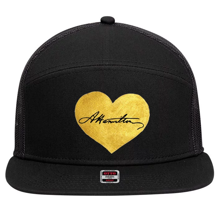 Love A. Hamilton Golden Signature Heart 7 Panel Mesh Trucker Snapback Hat