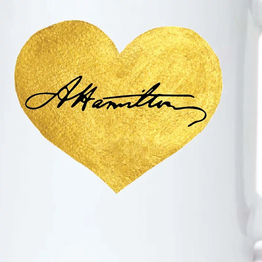 Love A. Hamilton Golden Signature Heart Black Color Changing Mug