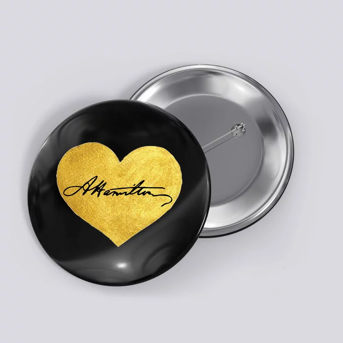 Love A. Hamilton Golden Signature Heart Button