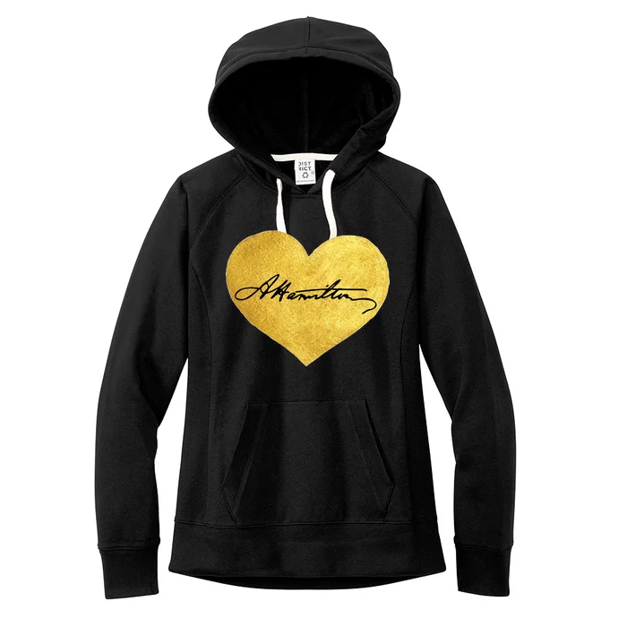 Love A. Hamilton Golden Signature Heart Women's Fleece Hoodie