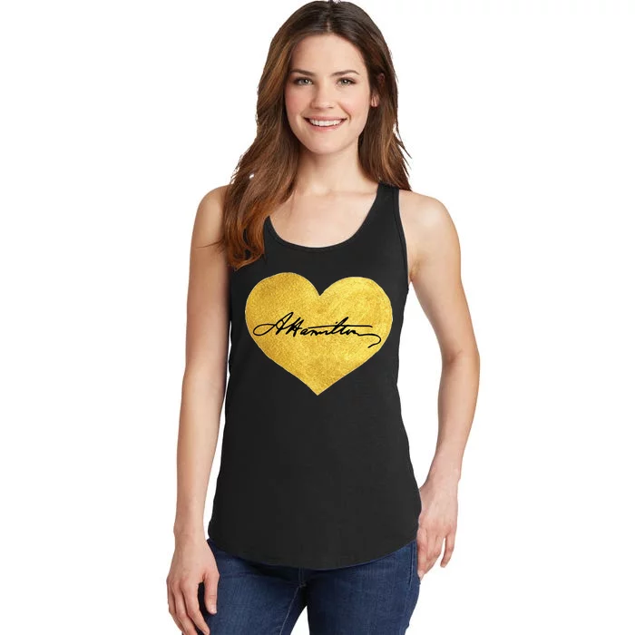 Love A. Hamilton Golden Signature Heart Ladies Essential Tank