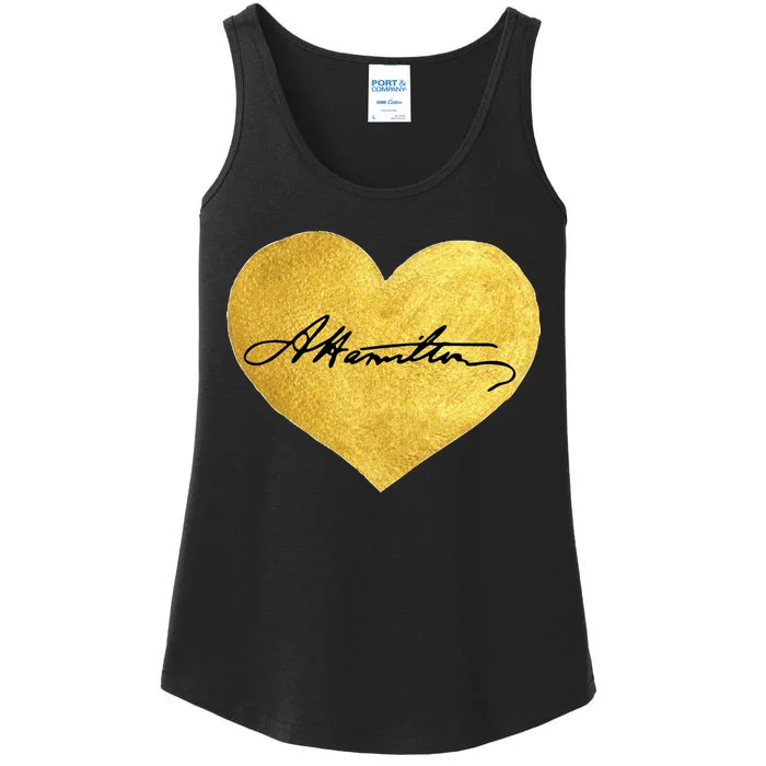 Love A. Hamilton Golden Signature Heart Ladies Essential Tank