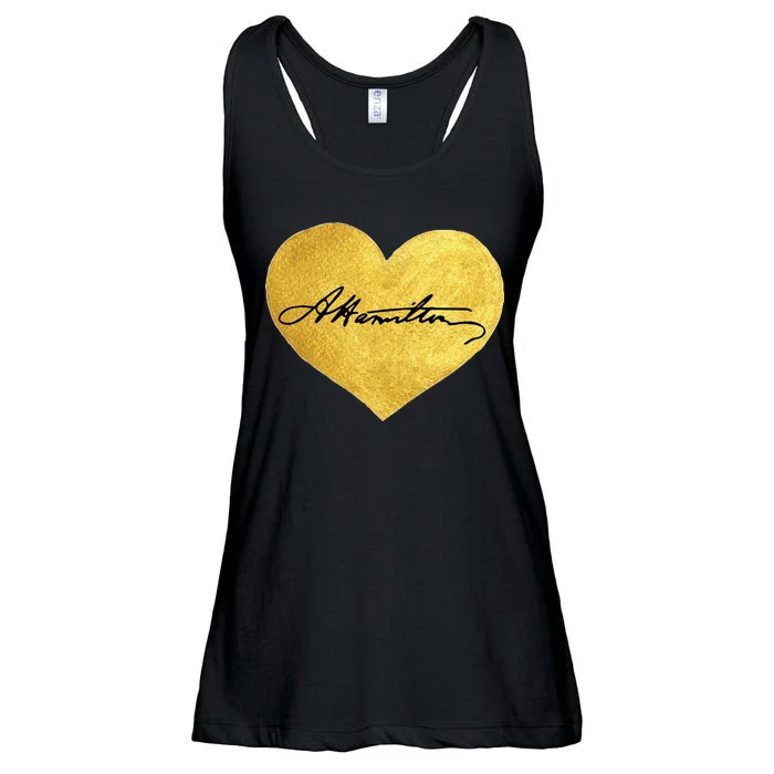 Love A. Hamilton Golden Signature Heart Ladies Essential Flowy Tank