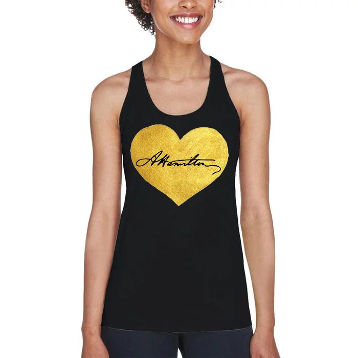 Love A. Hamilton Golden Signature Heart Women's Racerback Tank