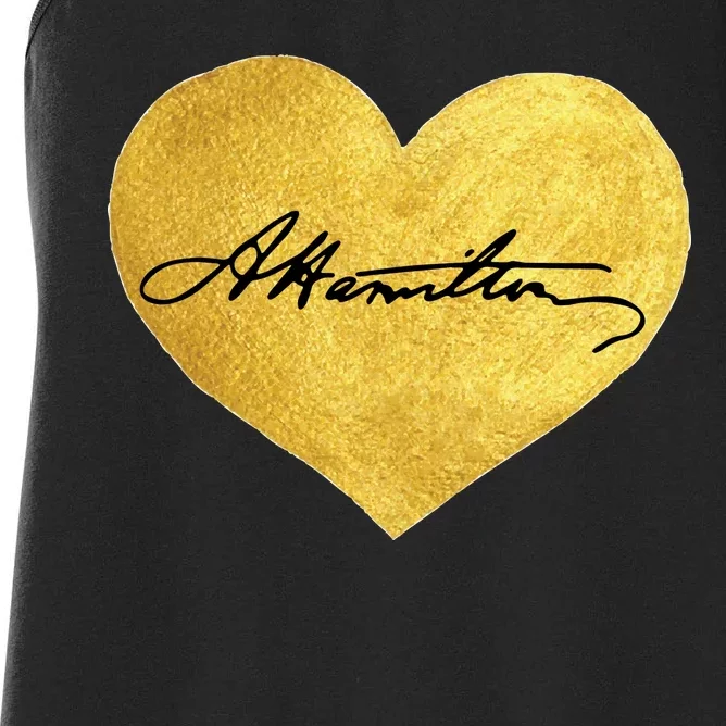 Love A. Hamilton Golden Signature Heart Women's Racerback Tank