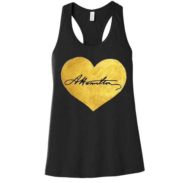 Love A. Hamilton Golden Signature Heart Women's Racerback Tank