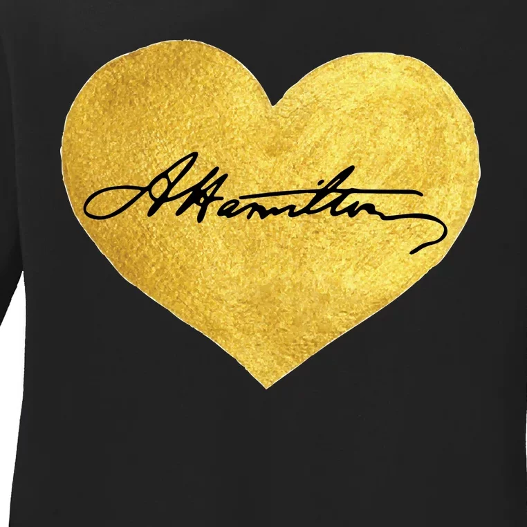 Love A. Hamilton Golden Signature Heart Ladies Long Sleeve Shirt