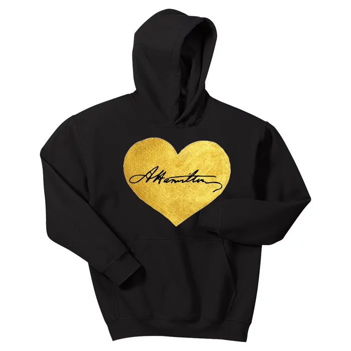 Love A. Hamilton Golden Signature Heart Kids Hoodie