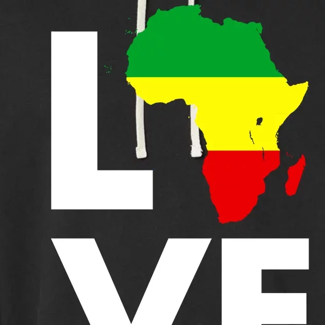 LOVE Africa Map Black History Month Garment-Dyed Fleece Hoodie