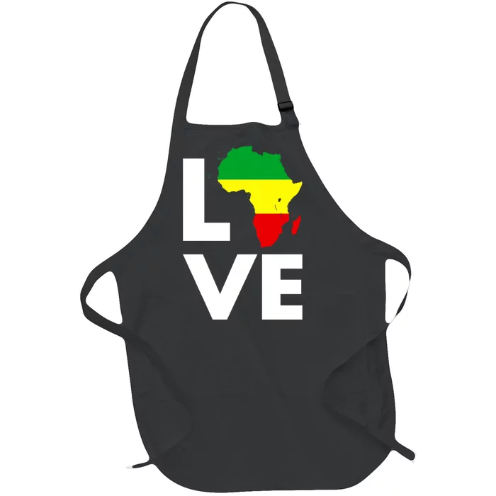 LOVE Africa Map Black History Month Full-Length Apron With Pocket