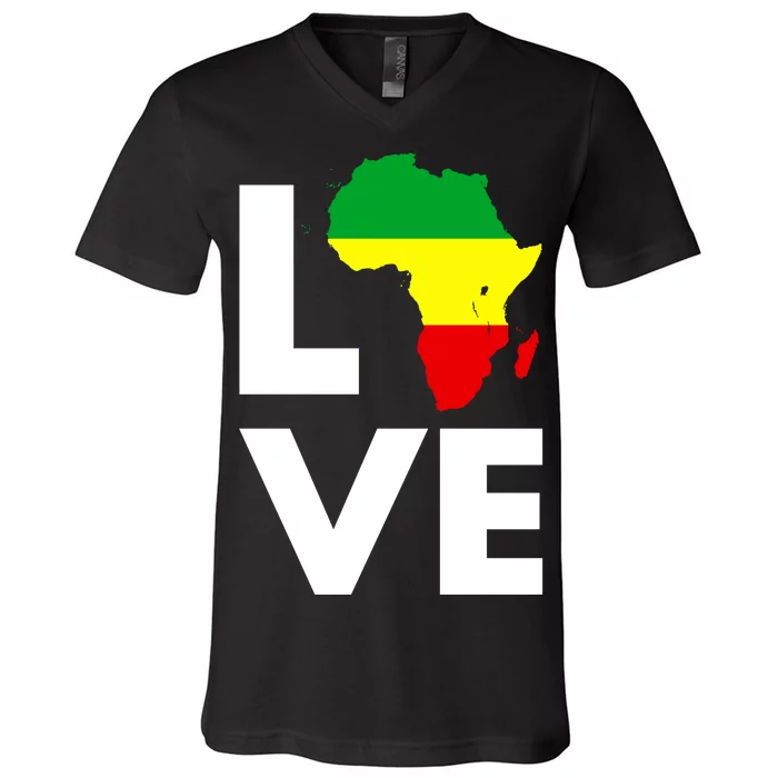 LOVE Africa Map Black History Month V-Neck T-Shirt