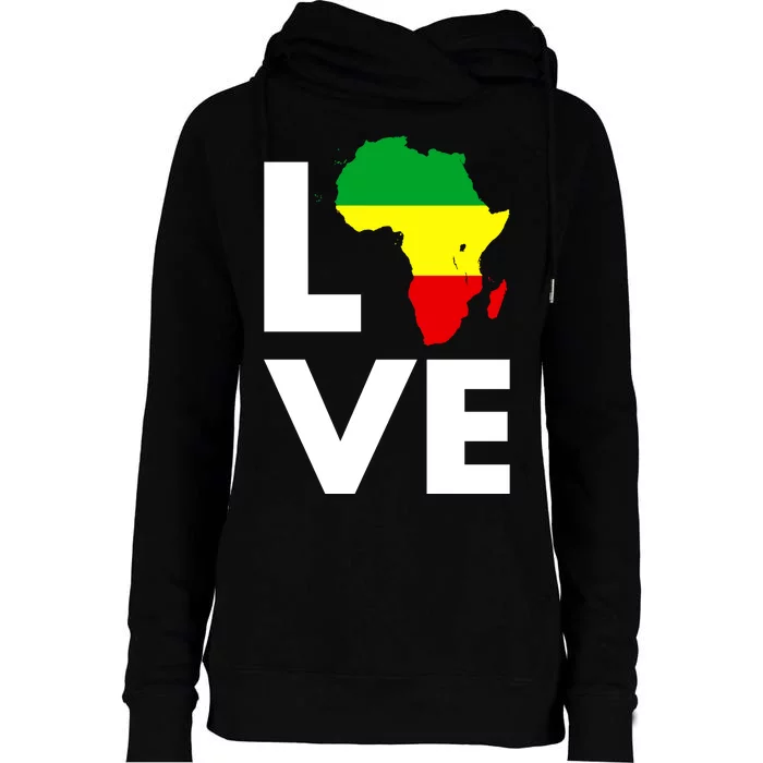 LOVE Africa Map Black History Month Womens Funnel Neck Pullover Hood