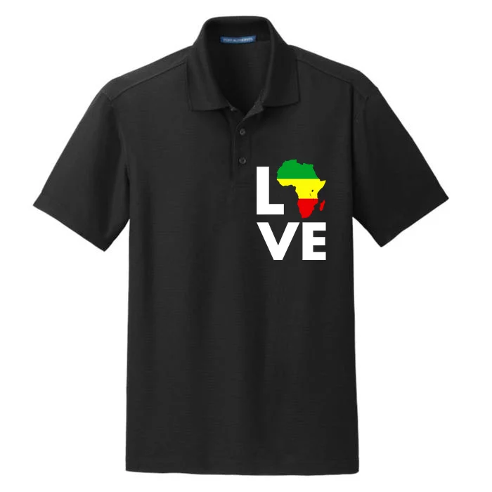 LOVE Africa Map Black History Month Dry Zone Grid Performance Polo