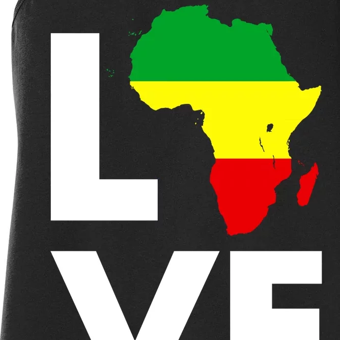 LOVE Africa Map Black History Month Women's Racerback Tank