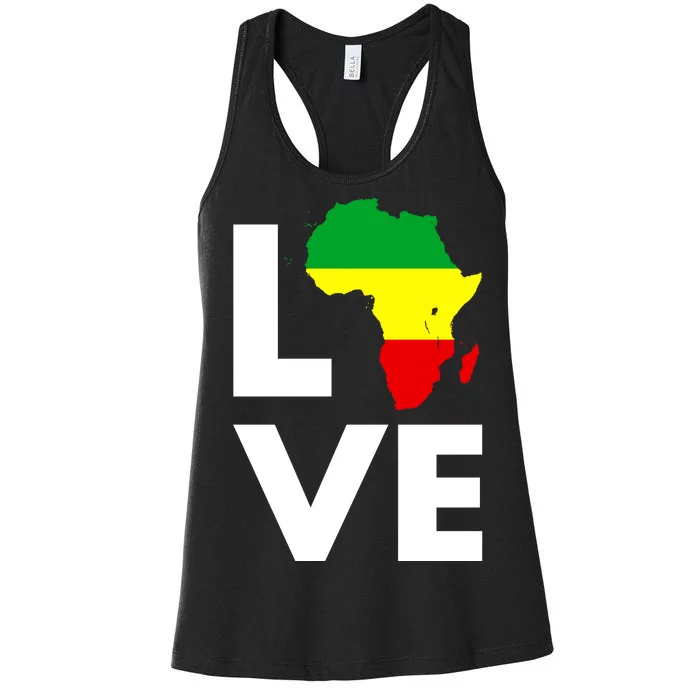 LOVE Africa Map Black History Month Women's Racerback Tank