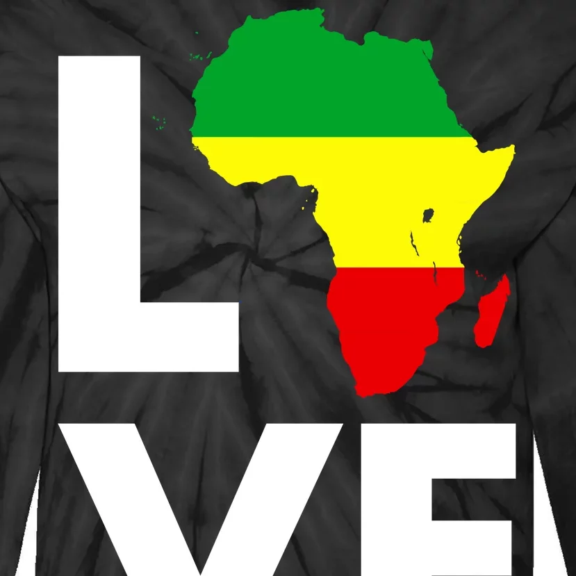 LOVE Africa Map Black History Month Tie-Dye Long Sleeve Shirt