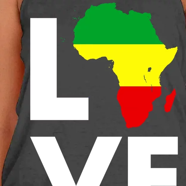 LOVE Africa Map Black History Month Women's Knotted Racerback Tank