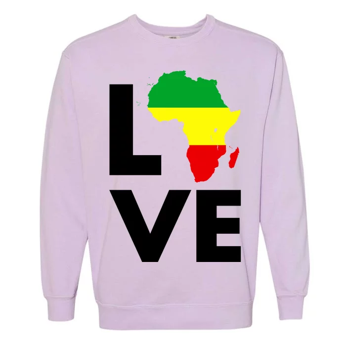 LOVE Africa Map Black History Month Garment-Dyed Sweatshirt