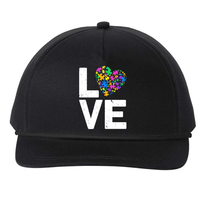 Love Autism Heart Snapback Five-Panel Rope Hat