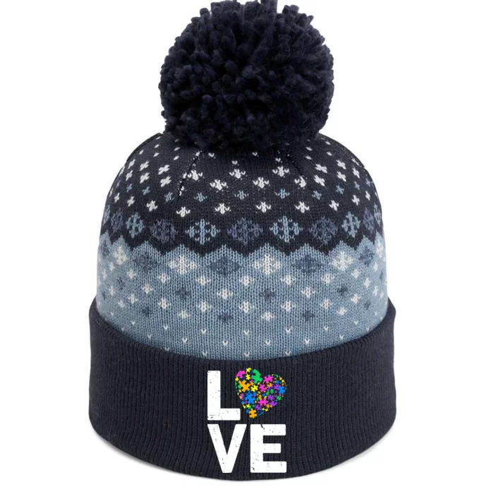 Love Autism Heart The Baniff Cuffed Pom Beanie