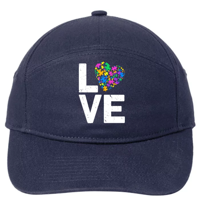 Love Autism Heart 7-Panel Snapback Hat