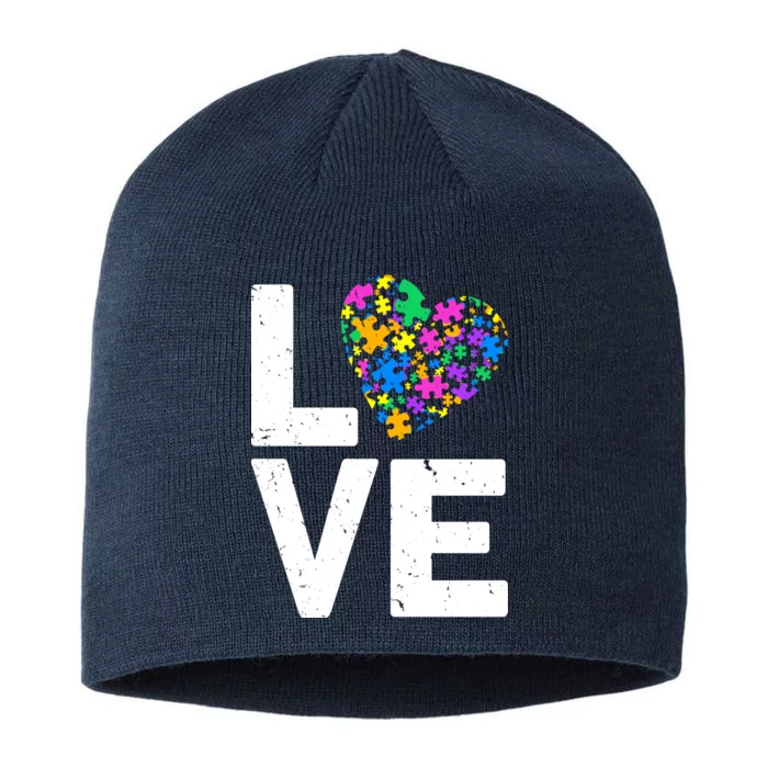 Love Autism Heart 8 1/2in Sustainable Knit Beanie