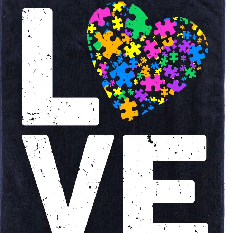 Love Autism Heart Platinum Collection Golf Towel