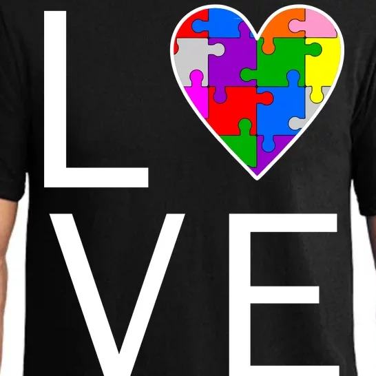 Love Autism Heart Puzzle Pieces Pajama Set