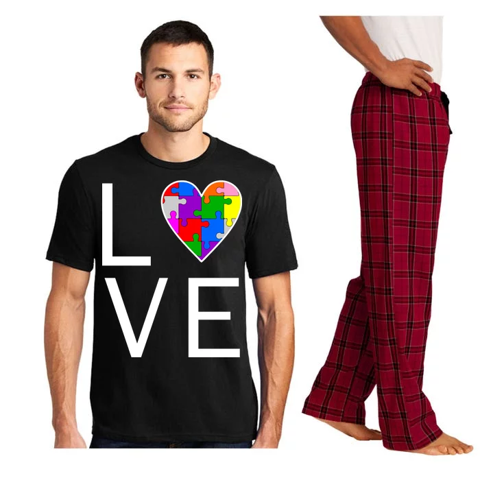 Love Autism Heart Puzzle Pieces Pajama Set