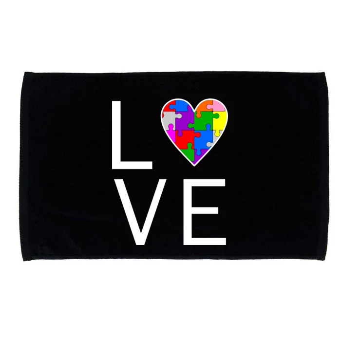 Love Autism Heart Puzzle Pieces Microfiber Hand Towel