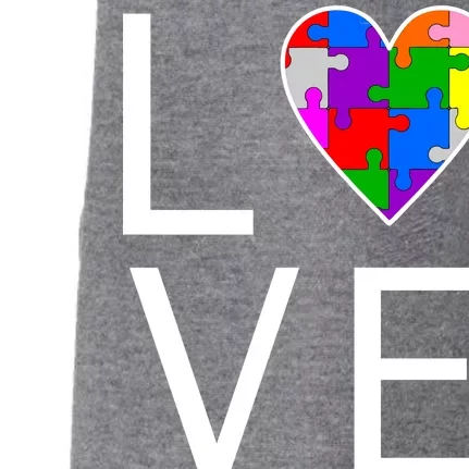 Love Autism Heart Puzzle Pieces Doggie 3-End Fleece Hoodie