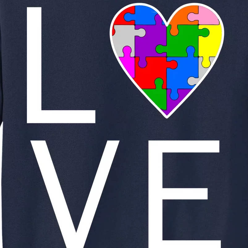 Love Autism Heart Puzzle Pieces Tall Sweatshirt