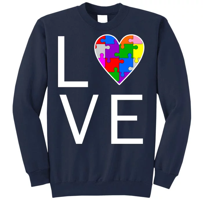 Love Autism Heart Puzzle Pieces Tall Sweatshirt