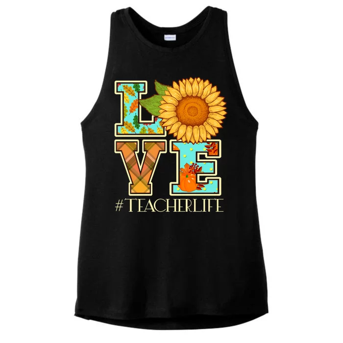 Love Autumn Fall #Teacher Life Ladies Tri-Blend Wicking Tank