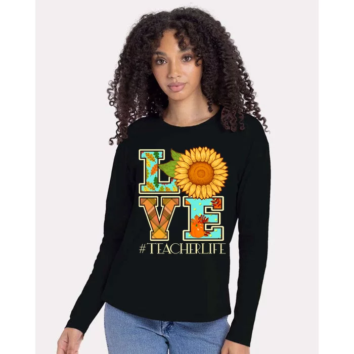 Love Autumn Fall #Teacher Life Womens Cotton Relaxed Long Sleeve T-Shirt