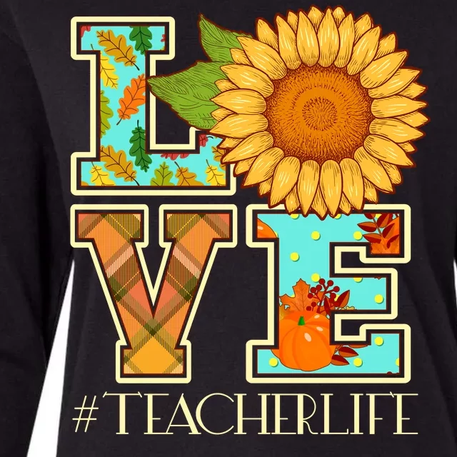 Love Autumn Fall #Teacher Life Womens Cotton Relaxed Long Sleeve T-Shirt