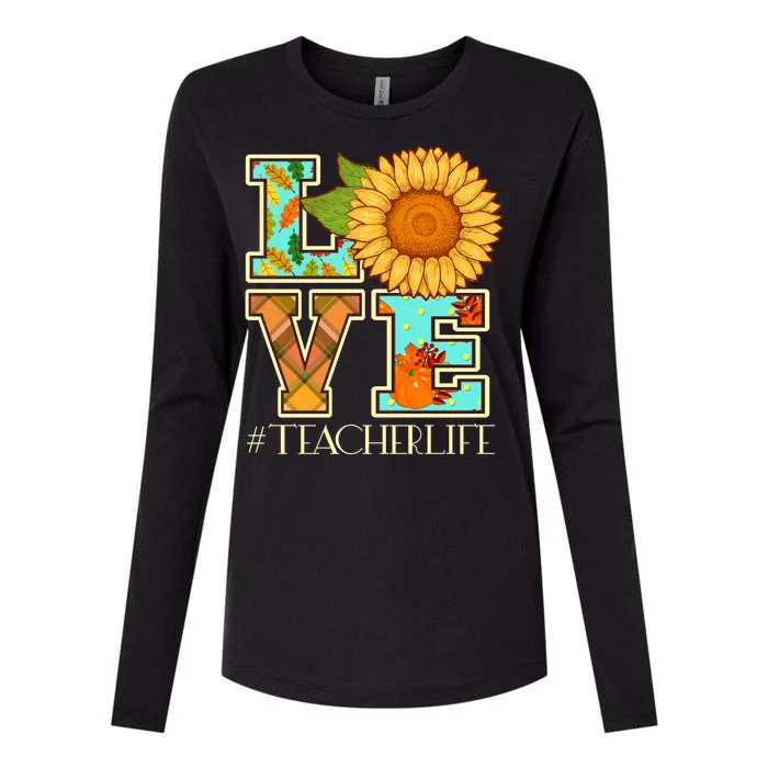 Love Autumn Fall #Teacher Life Womens Cotton Relaxed Long Sleeve T-Shirt