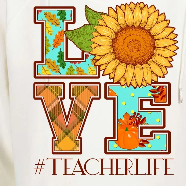 Love Autumn Fall #Teacher Life Womens Funnel Neck Pullover Hood