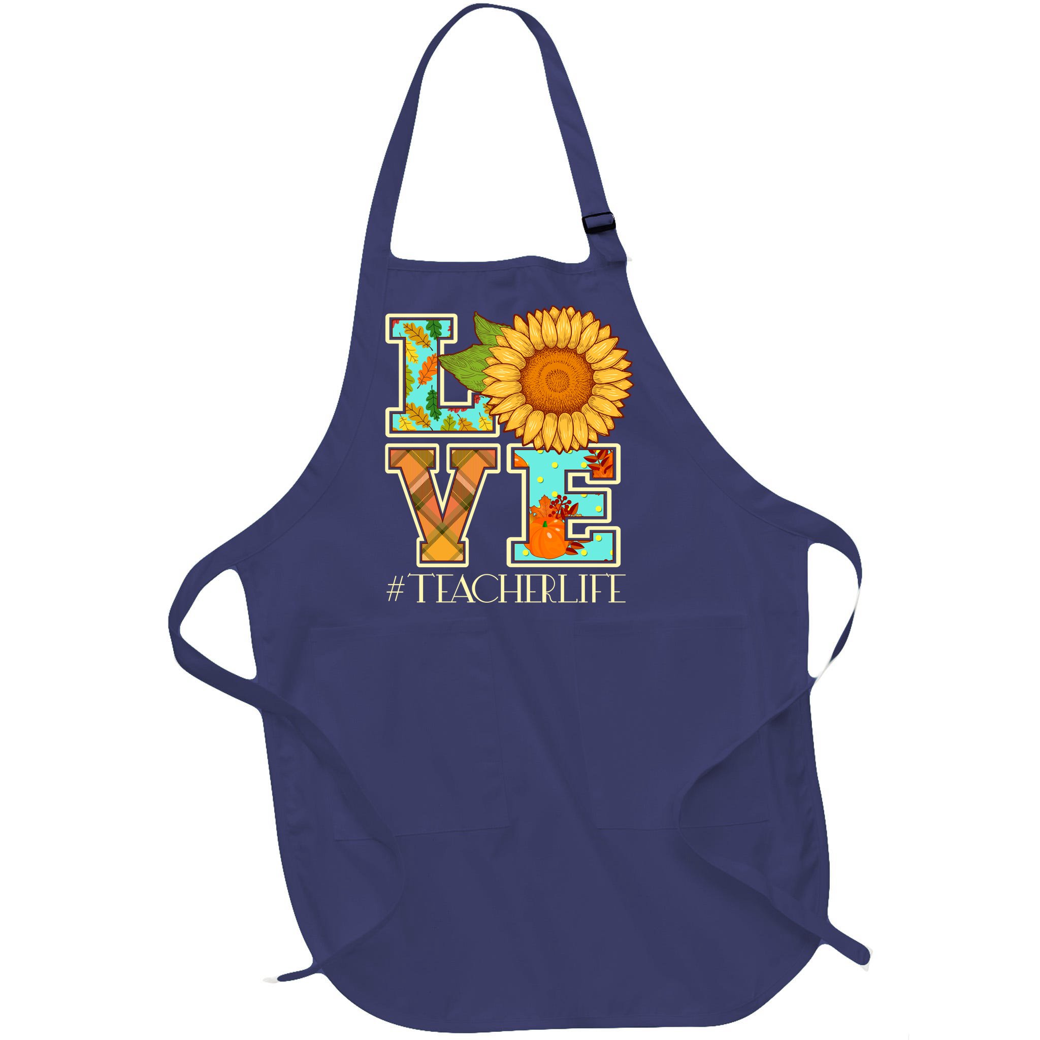 Love Autumn Fall #Teacher Life Full-Length Apron With Pocket |  TeeShirtPalace