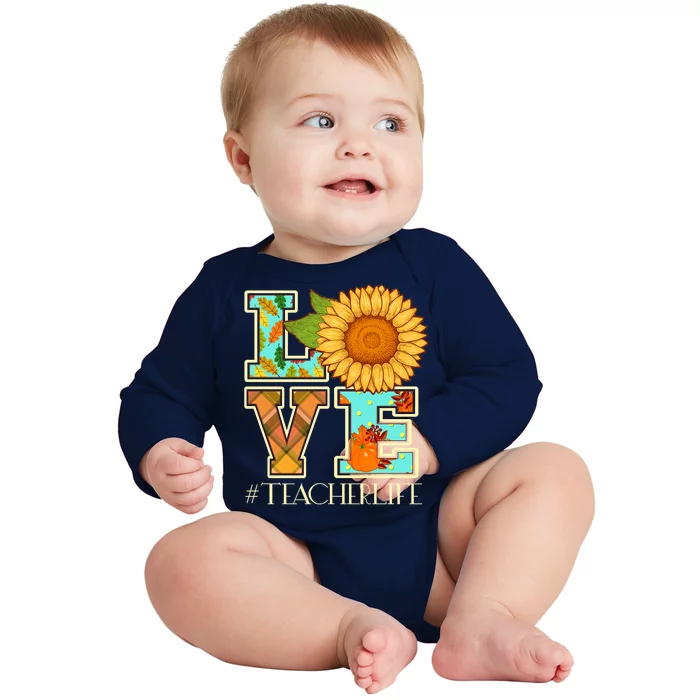 Love Autumn Fall #Teacher Life Baby Long Sleeve Bodysuit