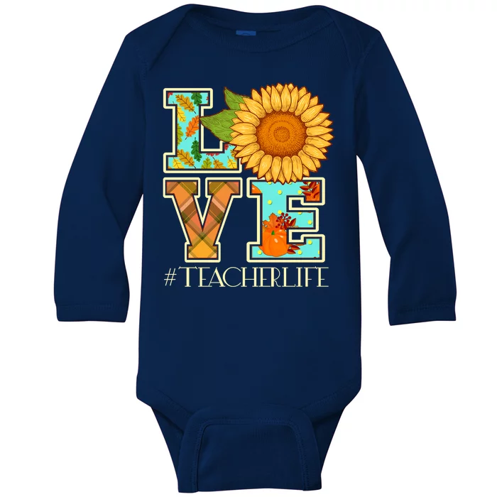 Love Autumn Fall #Teacher Life Baby Long Sleeve Bodysuit