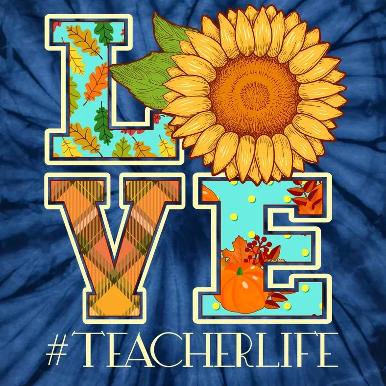 Love Autumn Fall #Teacher Life Tie-Dye T-Shirt