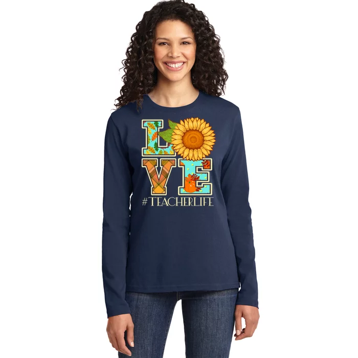 Love Autumn Fall #Teacher Life Ladies Long Sleeve Shirt