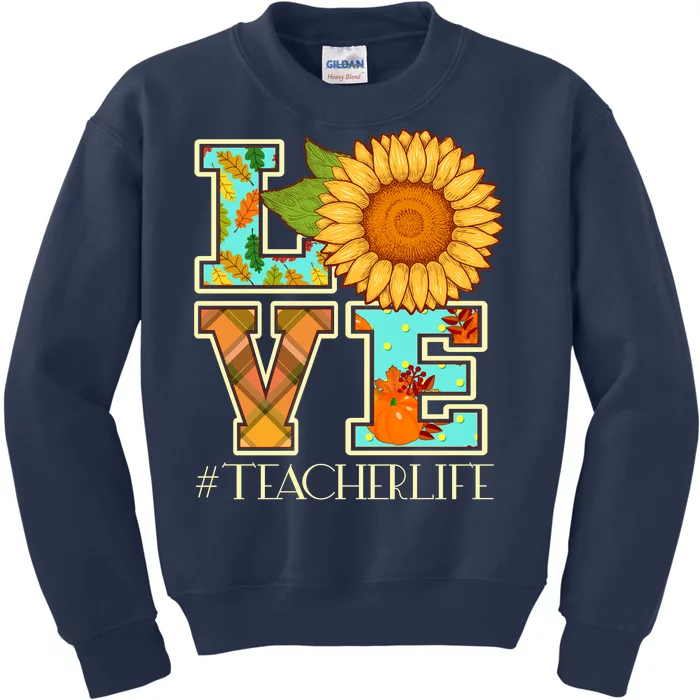 Love Autumn Fall #Teacher Life Kids Sweatshirt