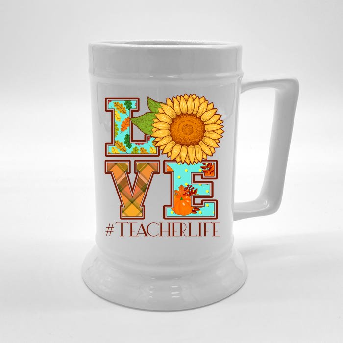 Love Autumn Fall #Teacher Life Front & Back Beer Stein