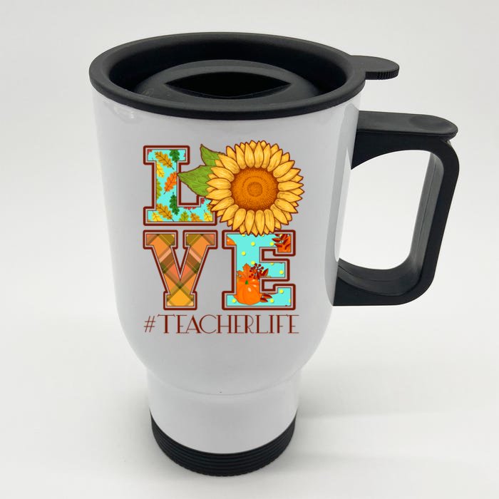 Love Autumn Fall #Teacher Life Front & Back Stainless Steel Travel Mug