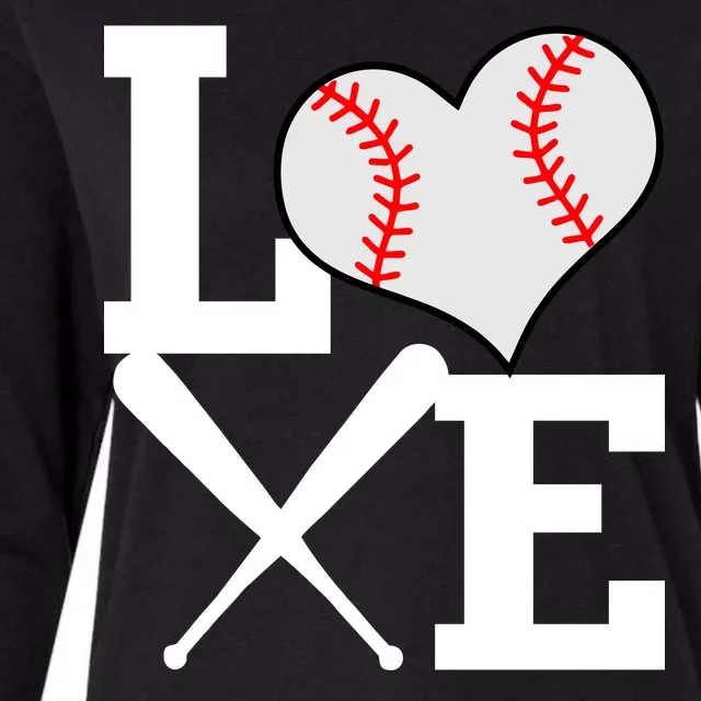 Love Baseball Heart Graphic Womens Cotton Relaxed Long Sleeve T-Shirt