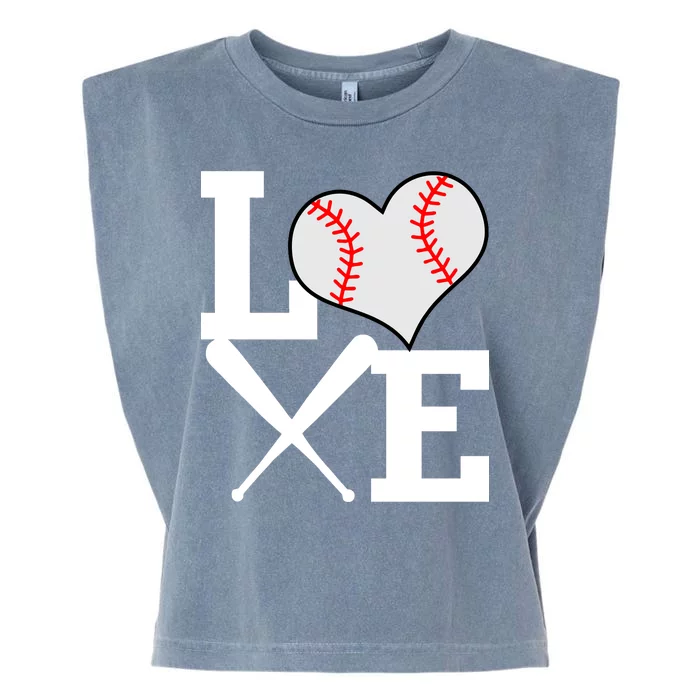 Love Baseball Heart Graphic Garment-Dyed Women's Muscle Tee