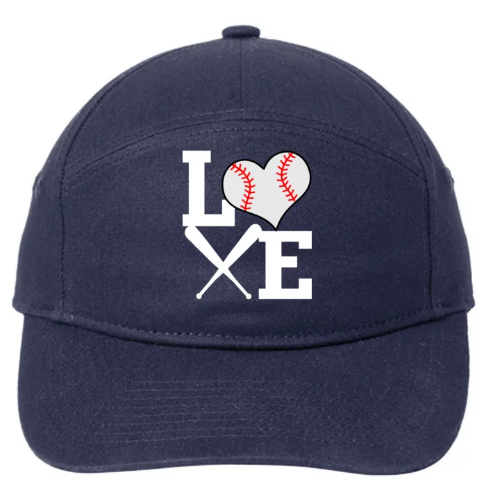 Love Baseball Heart Graphic 7-Panel Snapback Hat