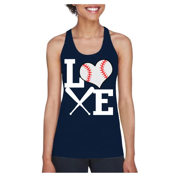 Love Baseball Heart Graphic Women's Racerback Tank